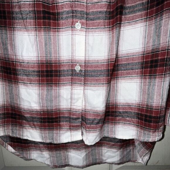 Ann Taylor Loft Blouse Wmns Sz XS Red Plaid Button Down Faux Ruffle Collar - Picture 3 of 8